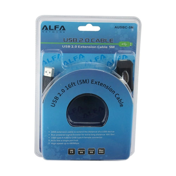 Alfa Networks USB 2.0 Active Extension Cable 5 Metres AUSBC-5M