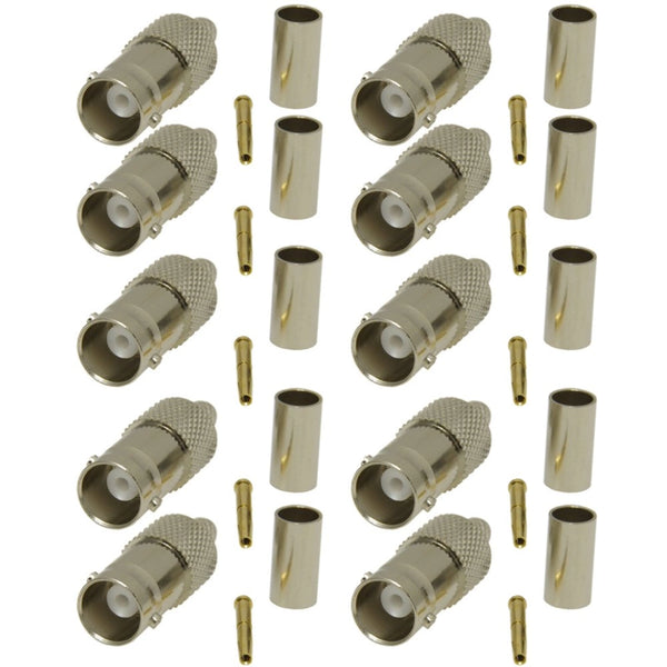 Pack of 10 BNC Female Crimp Connector - CLF200