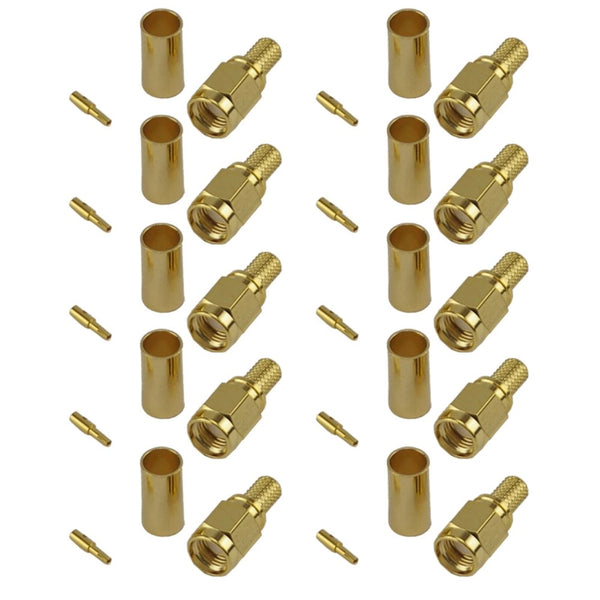 Pack of 10 RP SMA Male Crimp Connector - CLF200