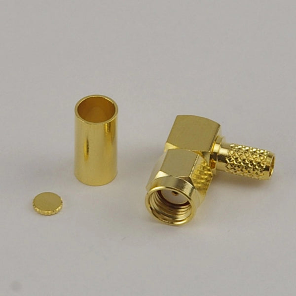 Right Angle RP-SMA Male Crimp Connector - CLF200