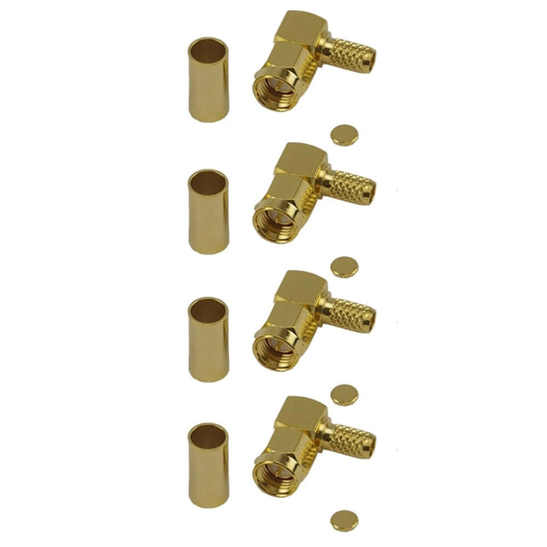 Pack of 4 Right Angle SMA Male Crimp Connector - CLF200