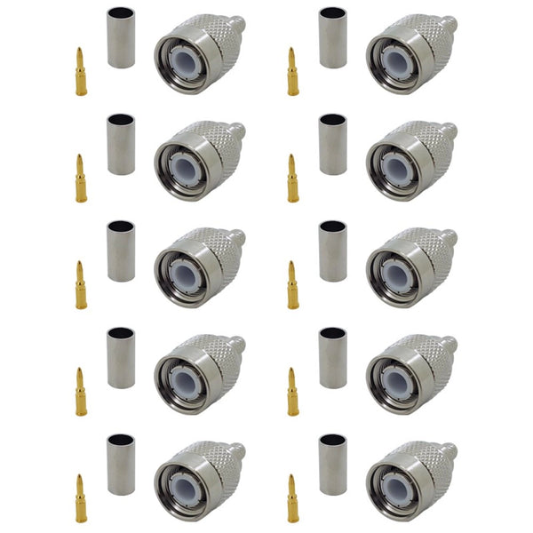 Pack of 10 TNC Male Crimp connector - RG58/CLF200