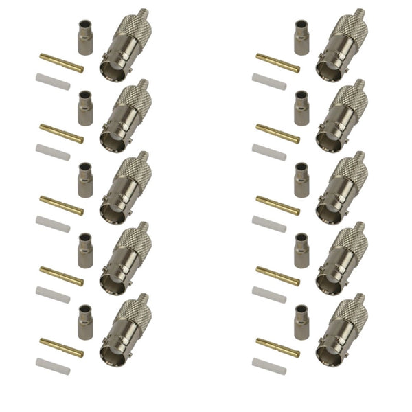 Pack of 10 BNC Female Crimp Connector - RG316/RG174