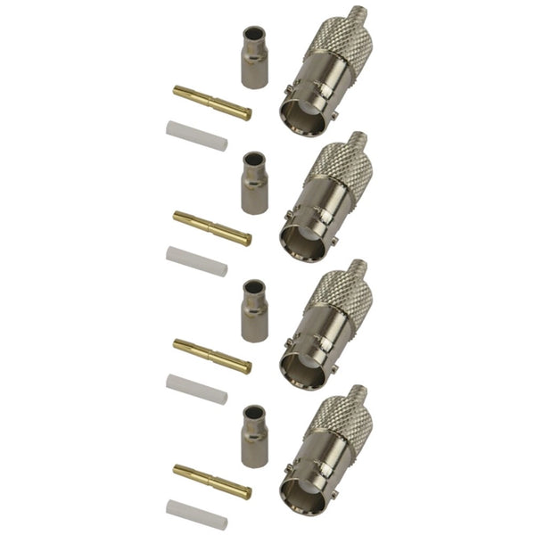 Pack of 4 BNC Female Crimp Connector - RG316/RG174