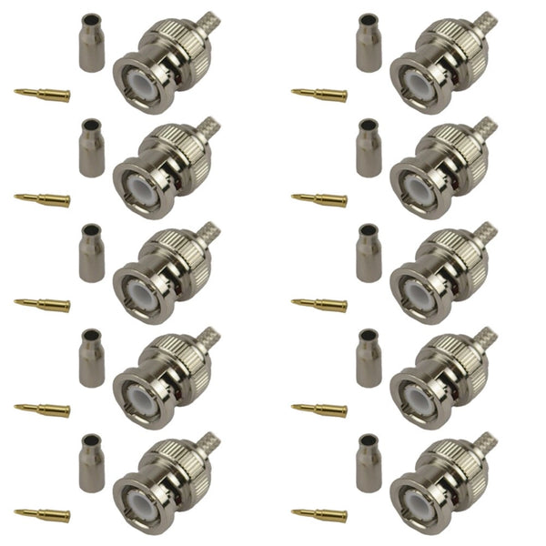 Pack of 10 BNC Male Crimp Connector - RG316/RG174