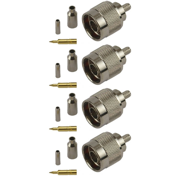 Pack of 4 N-Type Male Crimp Connector - RG316/RG174