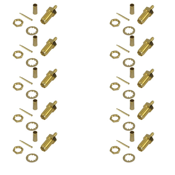 Pack of 10 RP SMA Female Crimp Connector - RG316/RG174