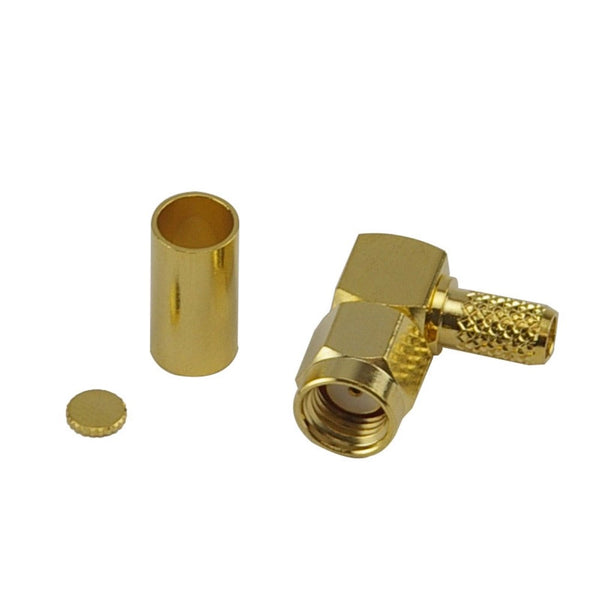 Right Angle RP-SMA Male Crimp Connector - RG316/RG174