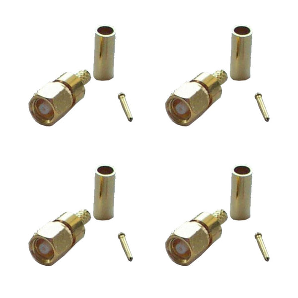 Pack of 4 RP SMC Male Crimp Connector - RG316/RG174