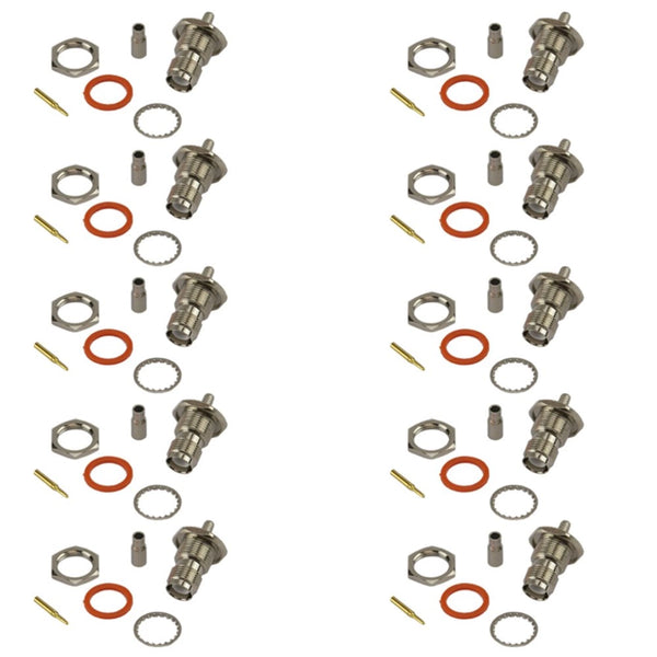 Pack of 10 RP TNC Female Crimp Connector - RG316/RG174