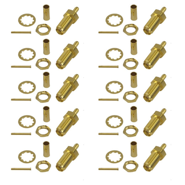 Pack of 10 SMA Female Crimp Connector - RG316/RG174