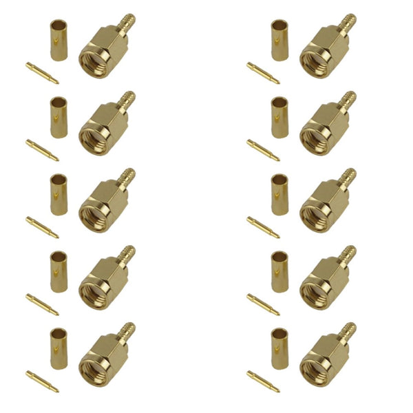 Pack of 10 SMA Male Crimp Connector - RG316/RG174