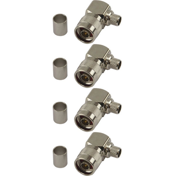 Pack of 4 Right Angle N-Type Male Crimp Connector - HDF400