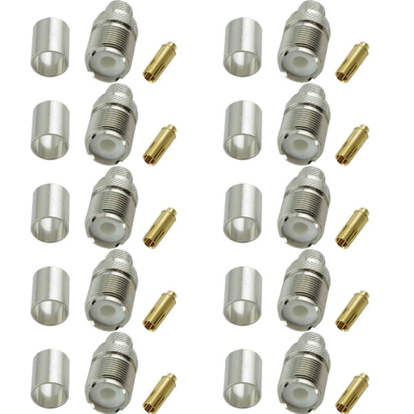 Pack of 10 PL259 Female Crimp connector for HDF400