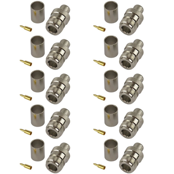 Pack of 10 RP N-Type Female Crimp Connector - HDF400