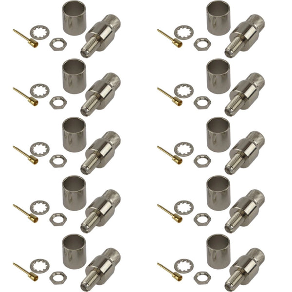 Pack of 10 RP SMA Female Crimp Connector - HDF400