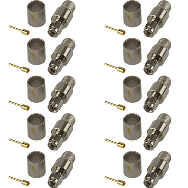 Pack of 10 RP SMA Male Crimp Connector - HDF400