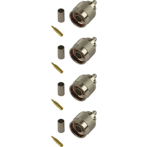 Pack of 4 N-Type Male Crimp Connectors - RG58