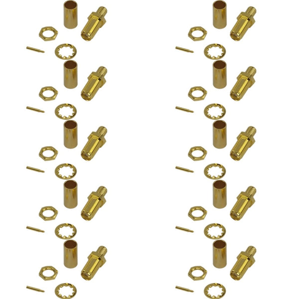 Pack of 10 RP SMA Female Crimp Connector - RG58