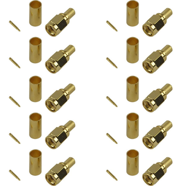 Pack of 10 SMA Male Crimp Connector - RG58